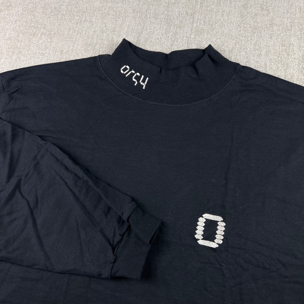 Vintage 90s Orgy Band T Shirt Long Sleeve Giant Mock Neck Mens XL Black Grunge